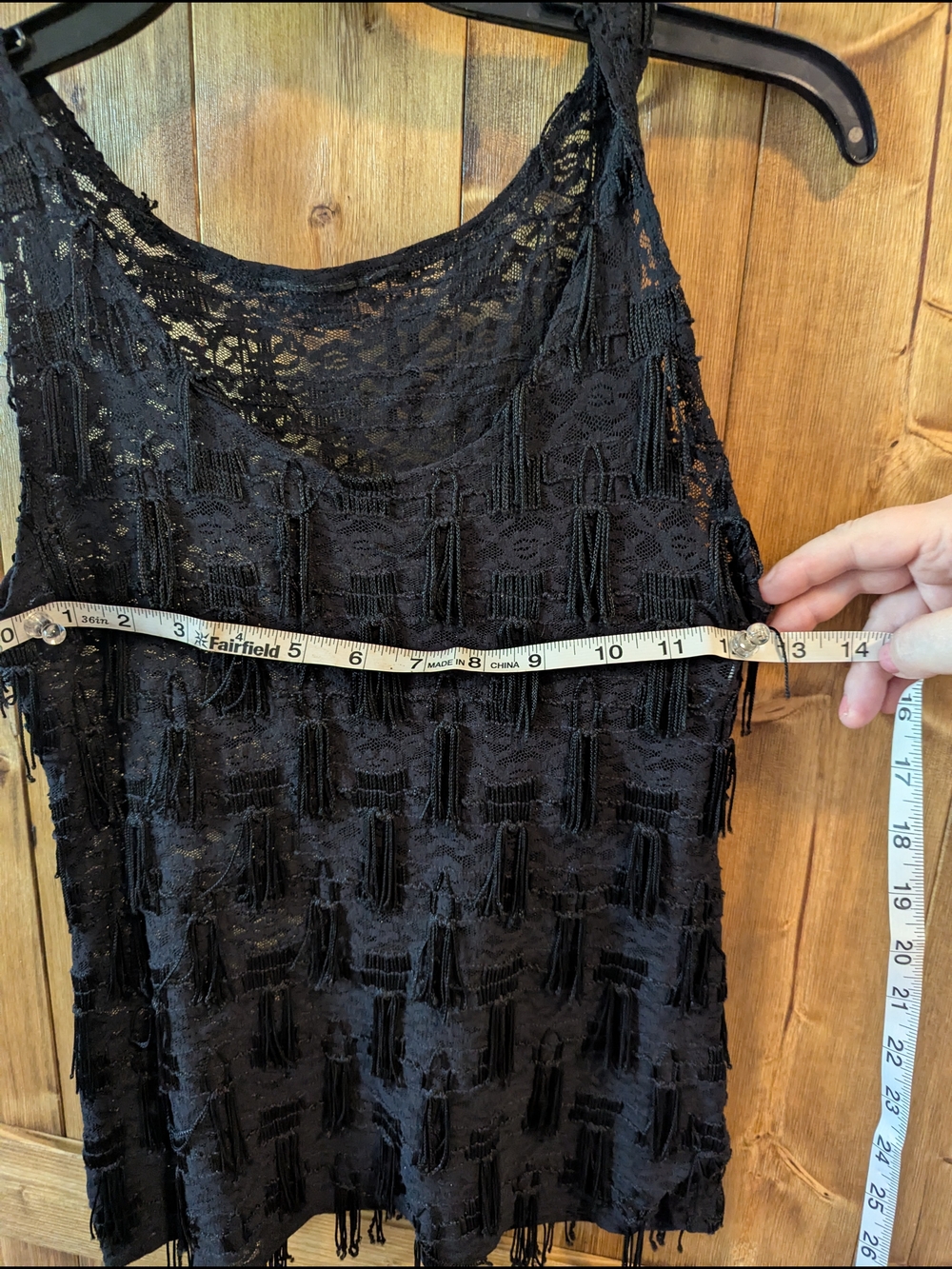 Black Lace Fringe Tank Top
